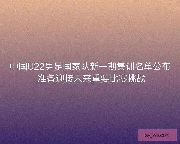 中国U22男足国家队新一期集训名单公布 准备迎接未来重要比赛挑战